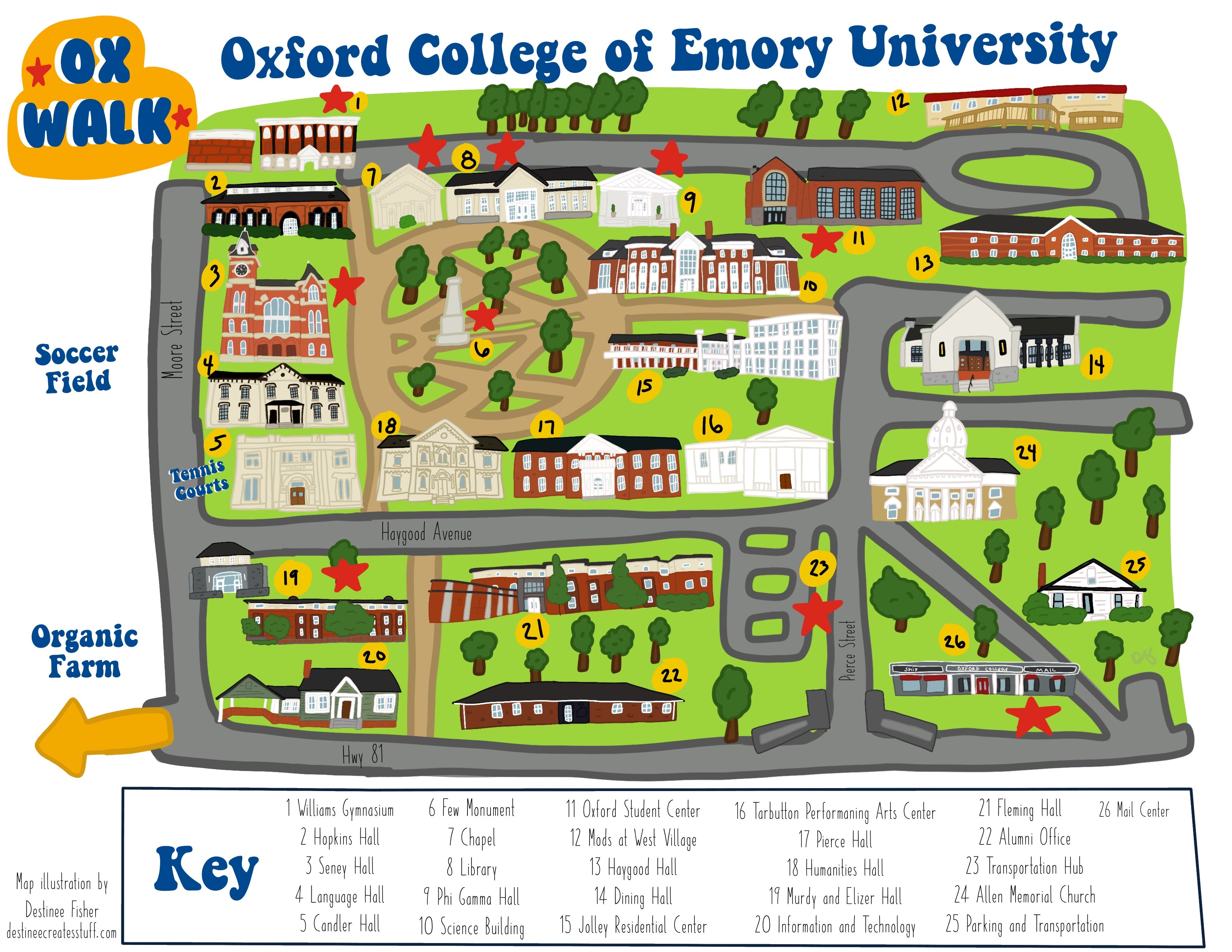 Map for Oxford College of Emory University Ox Walk Destinee Creates Stuff