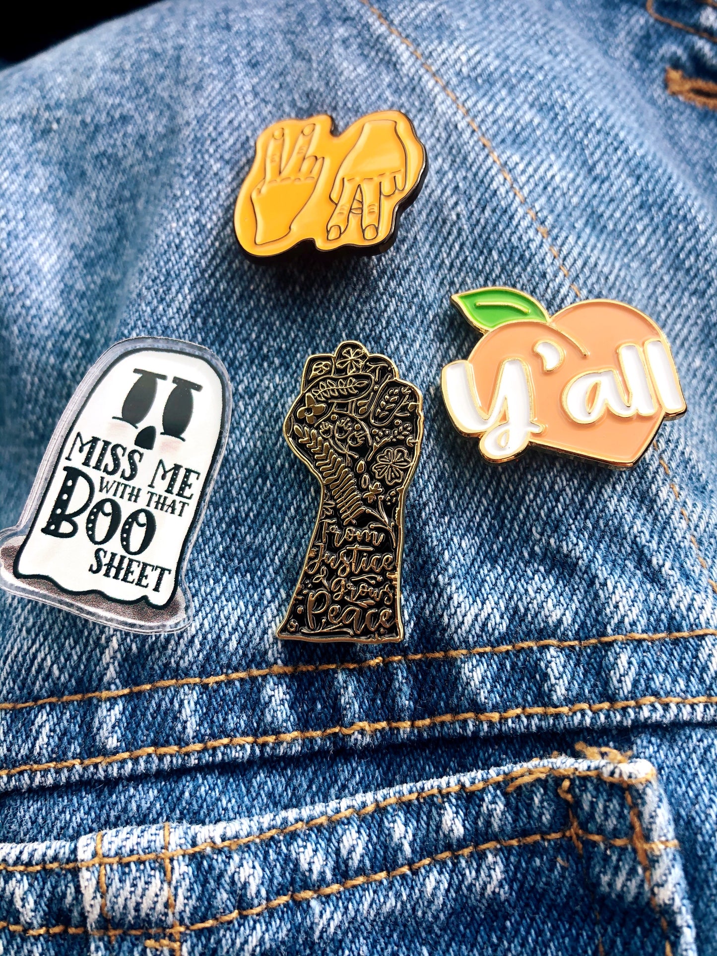 From Justice Grows Peace Enamel Pin
