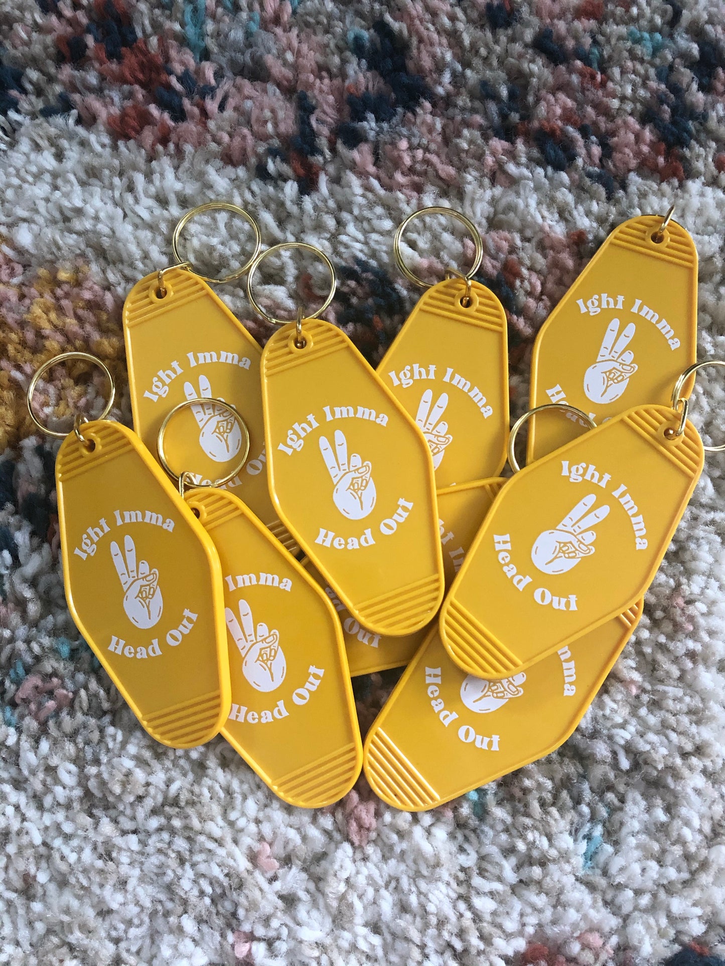 Ight Imma Head Out Motel Keychain