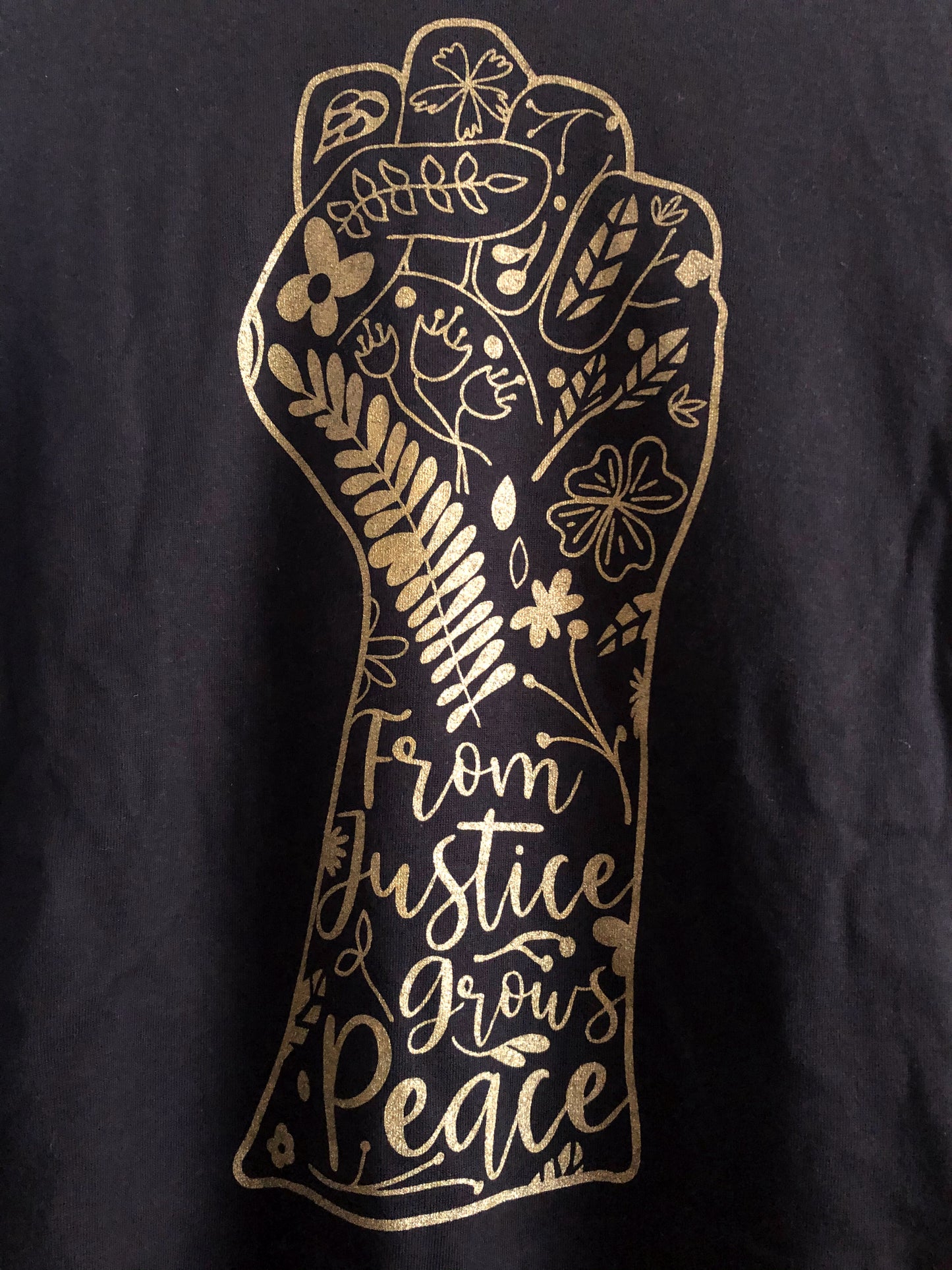 From Justice Grows Peace Black T-Shirt