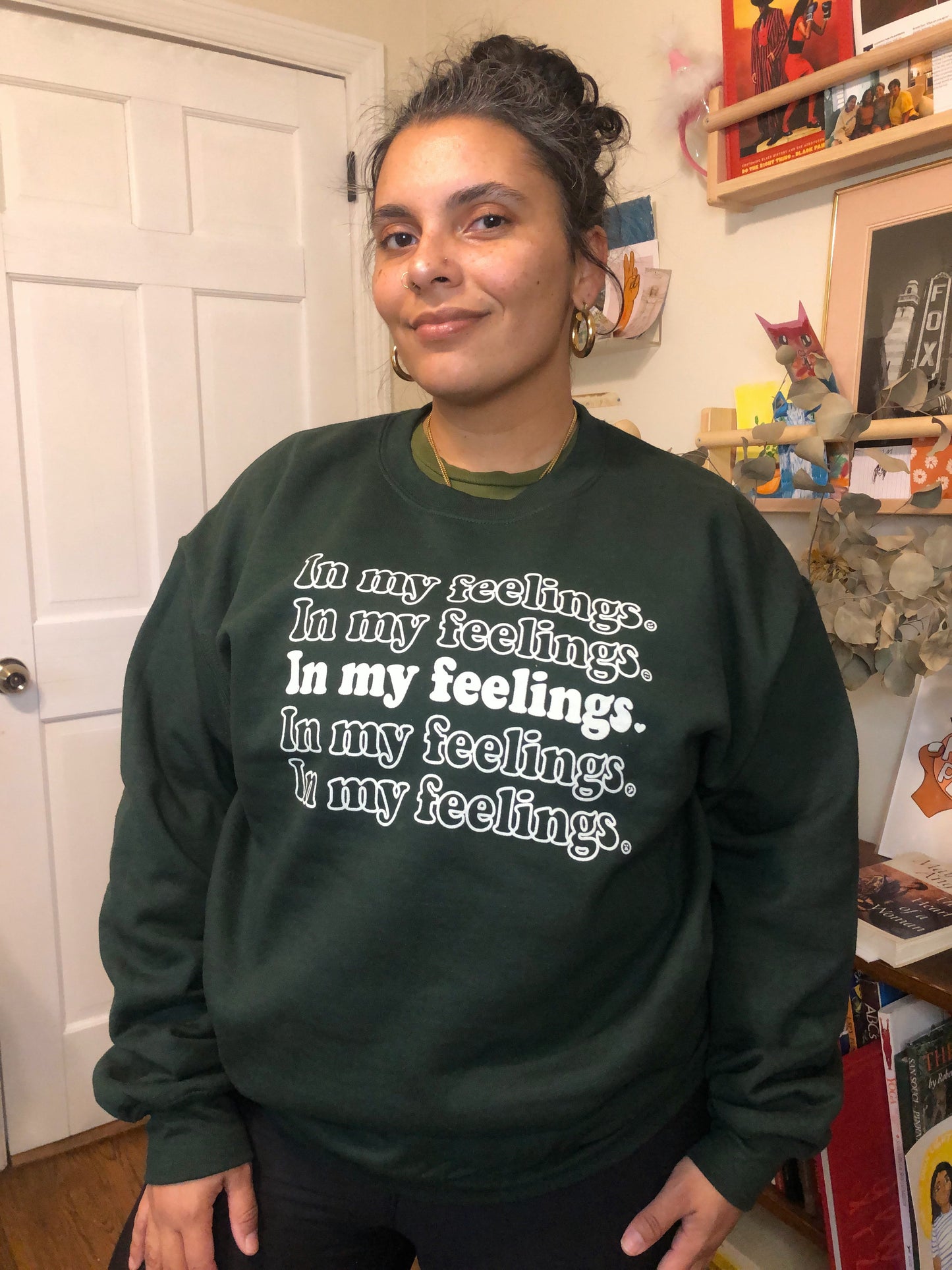 Green and Cream In My Feelings Crewneck
