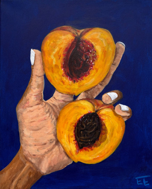Hand Holding Peaches