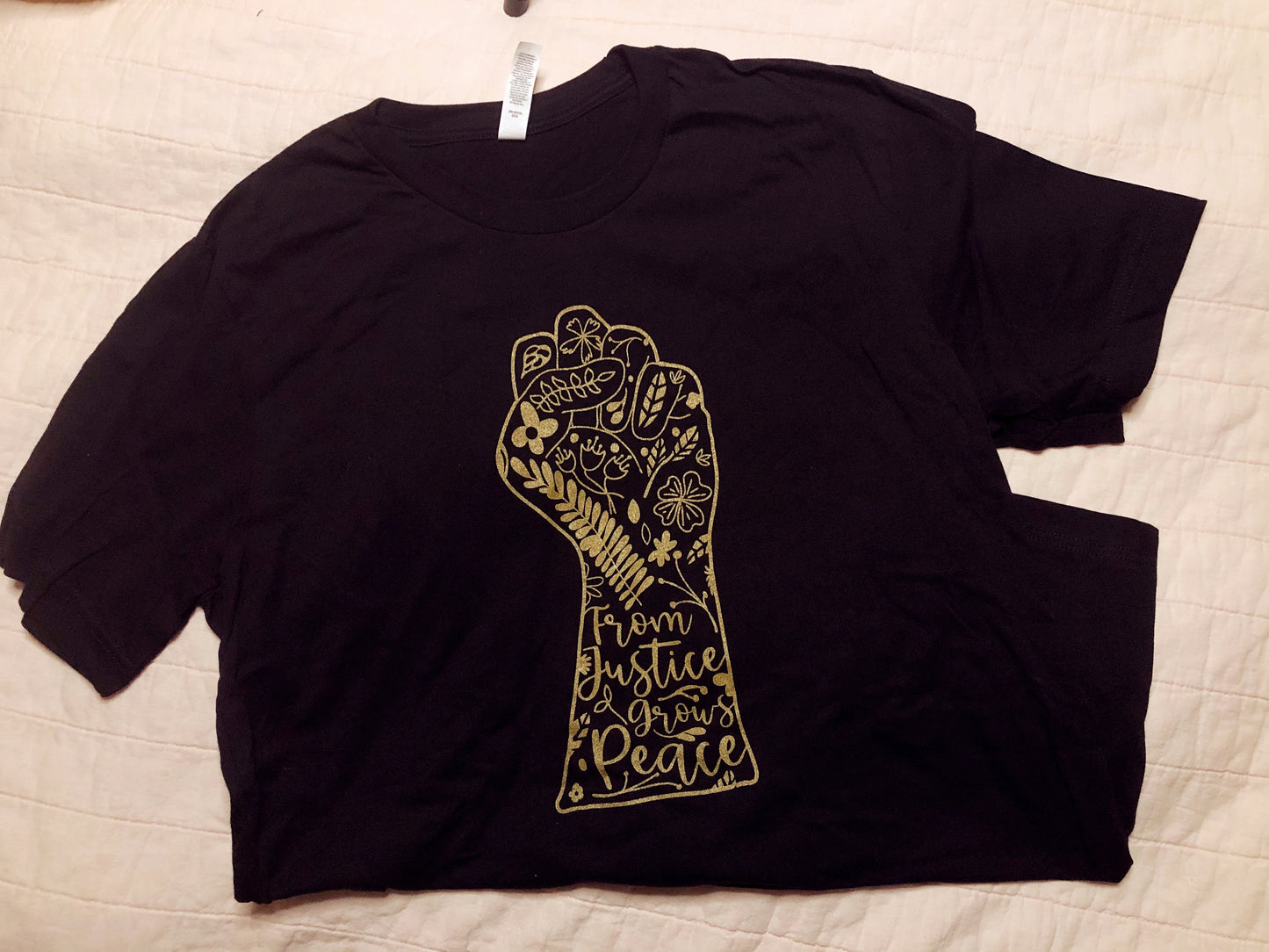 From Justice Grows Peace Black T-Shirt