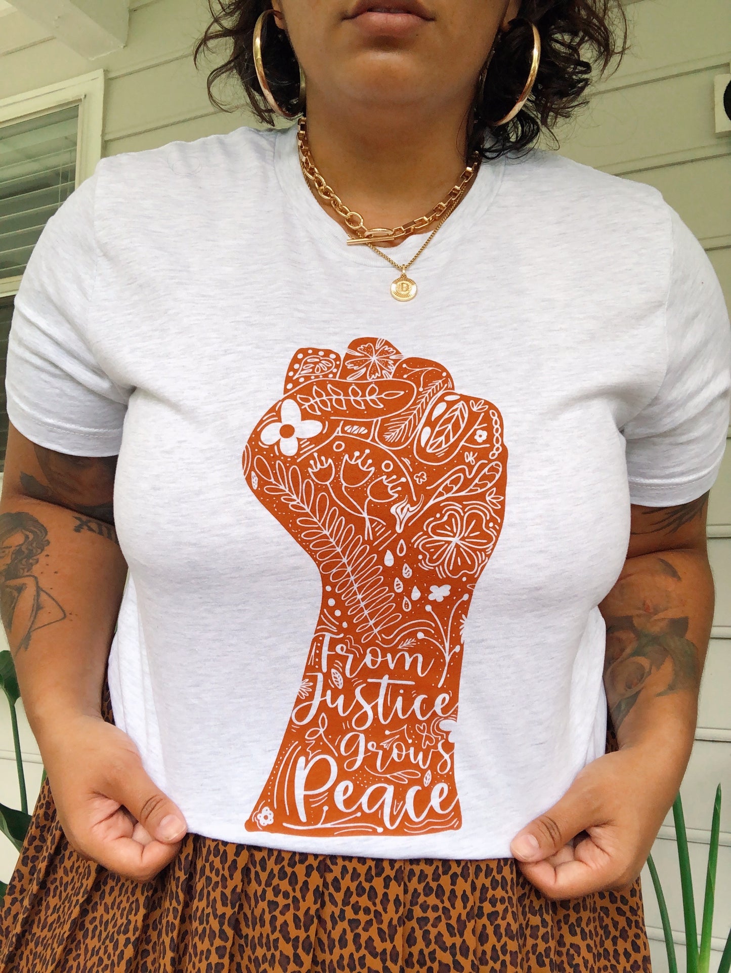 From Justice Grows Peace Ash Grey T-shirt