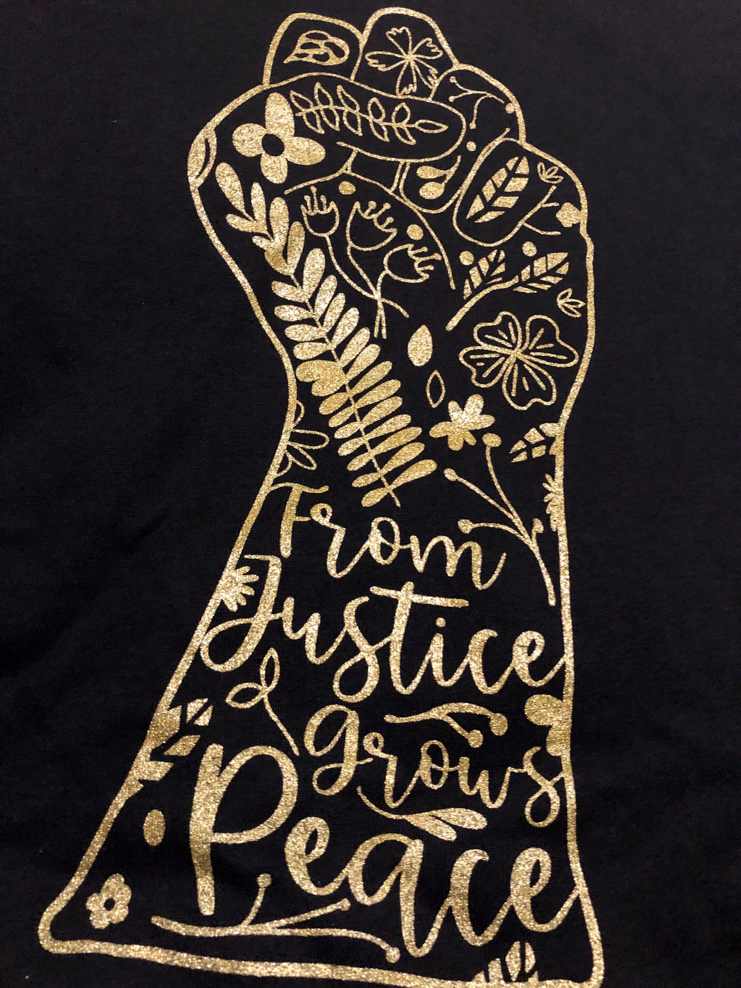 From Justice Grows Peace Black T-Shirt