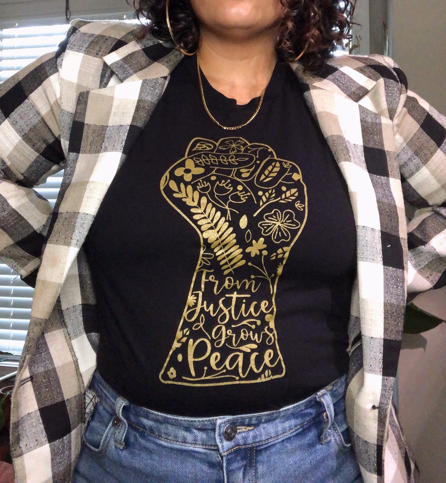 From Justice Grows Peace Black T-Shirt