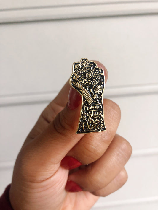 From Justice Grows Peace Enamel Pin
