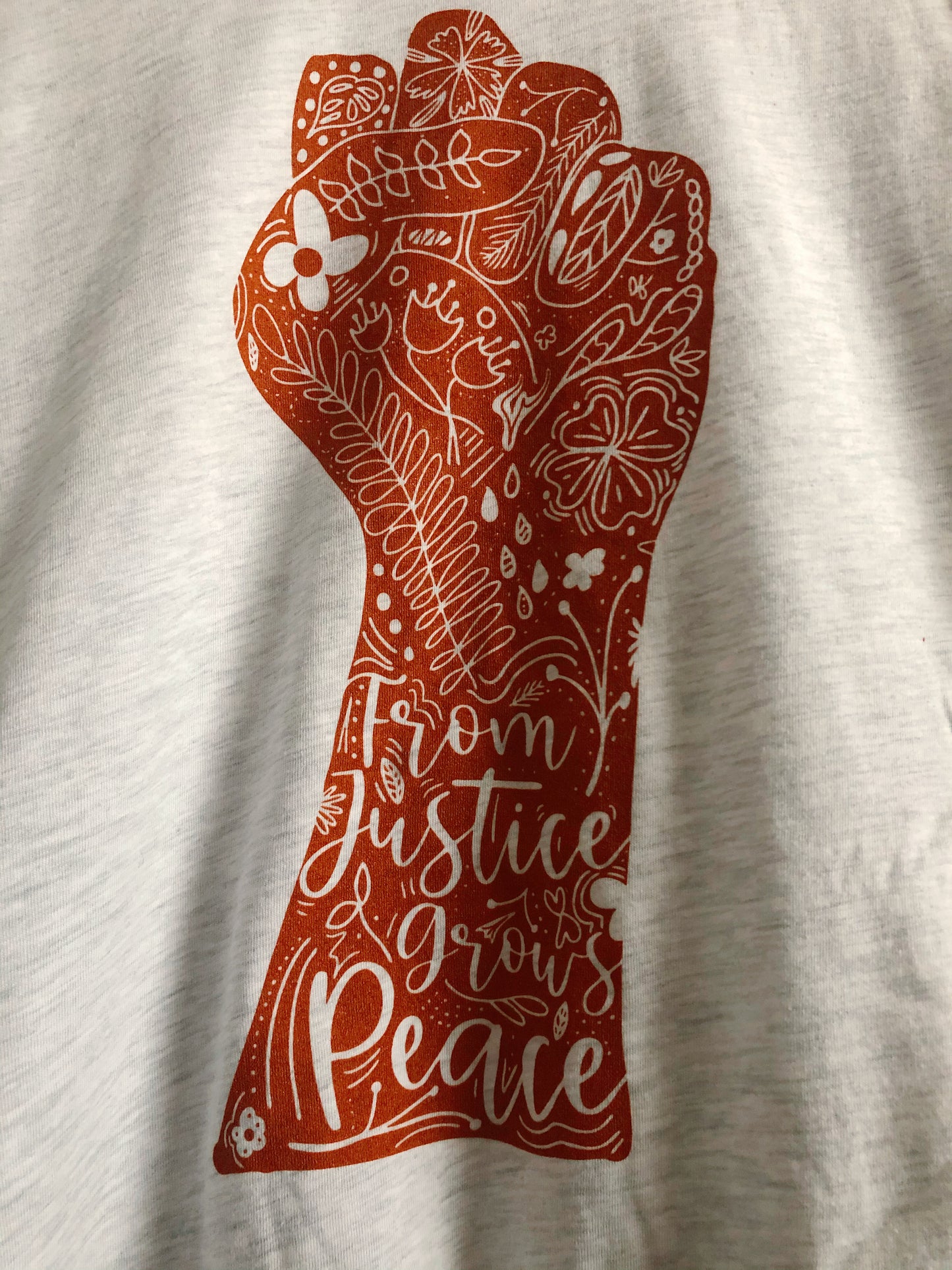 From Justice Grows Peace Ash Grey T-shirt