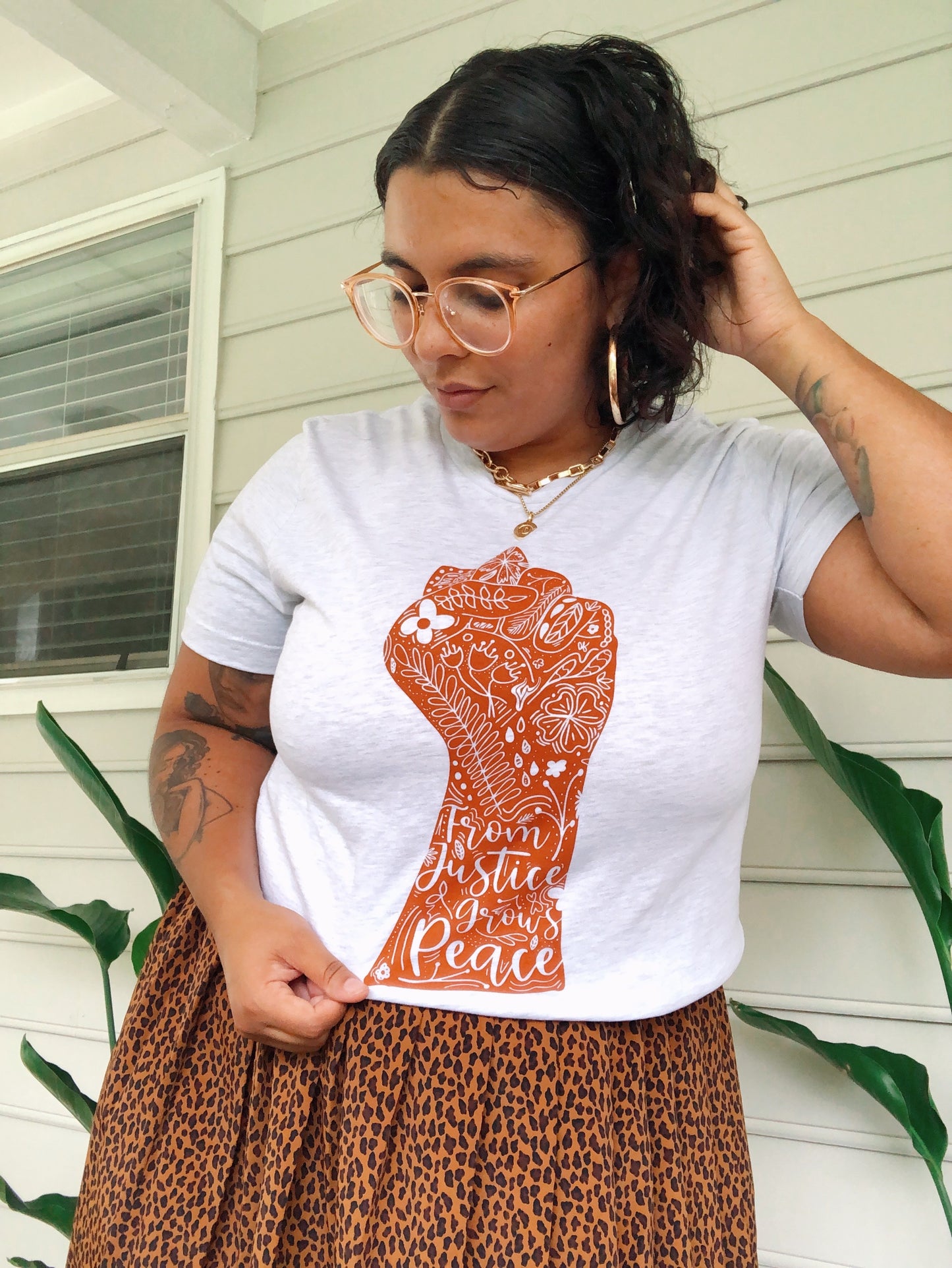 From Justice Grows Peace Ash Grey T-shirt