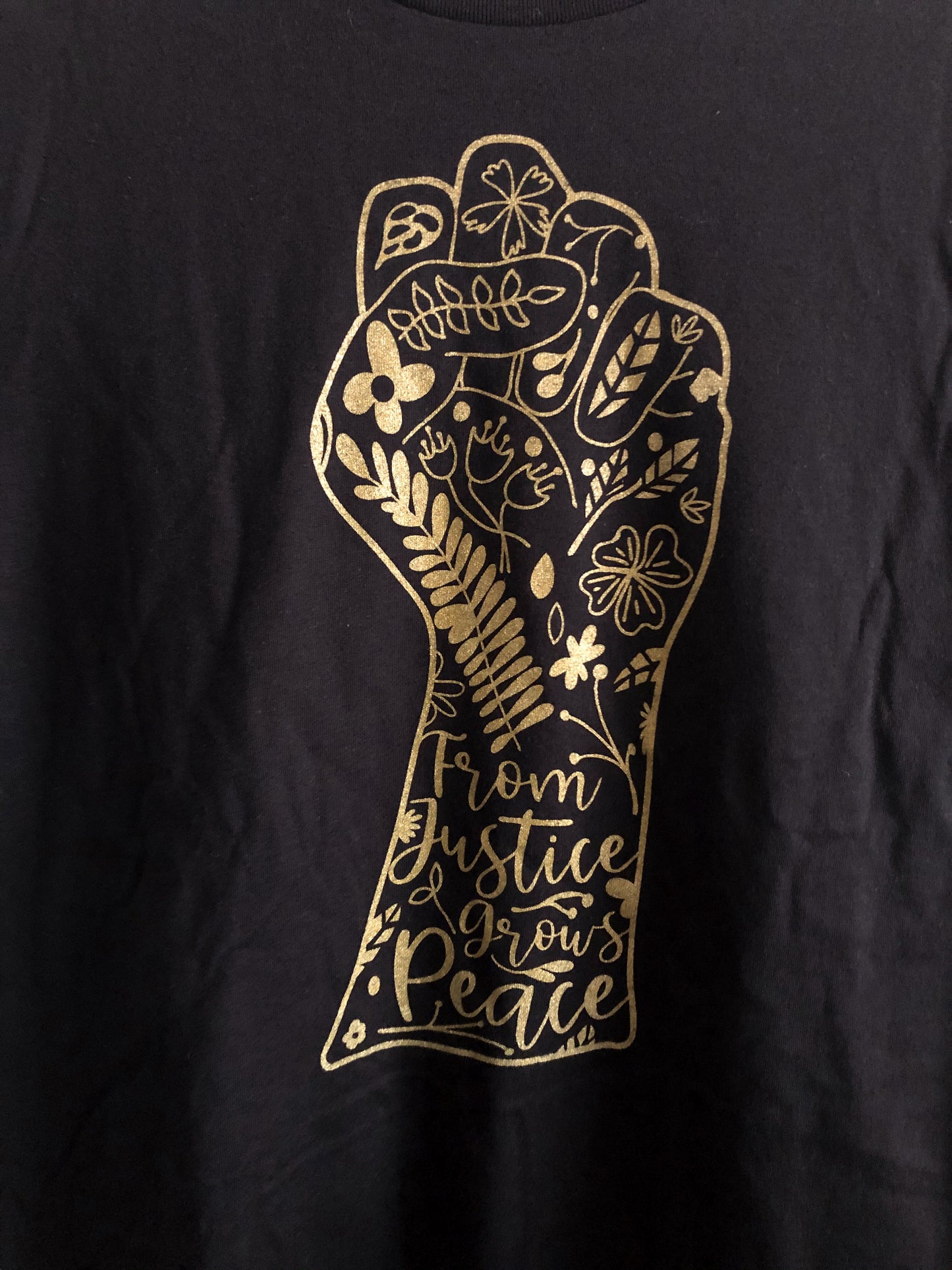 From Justice Grows Peace Black T-Shirt