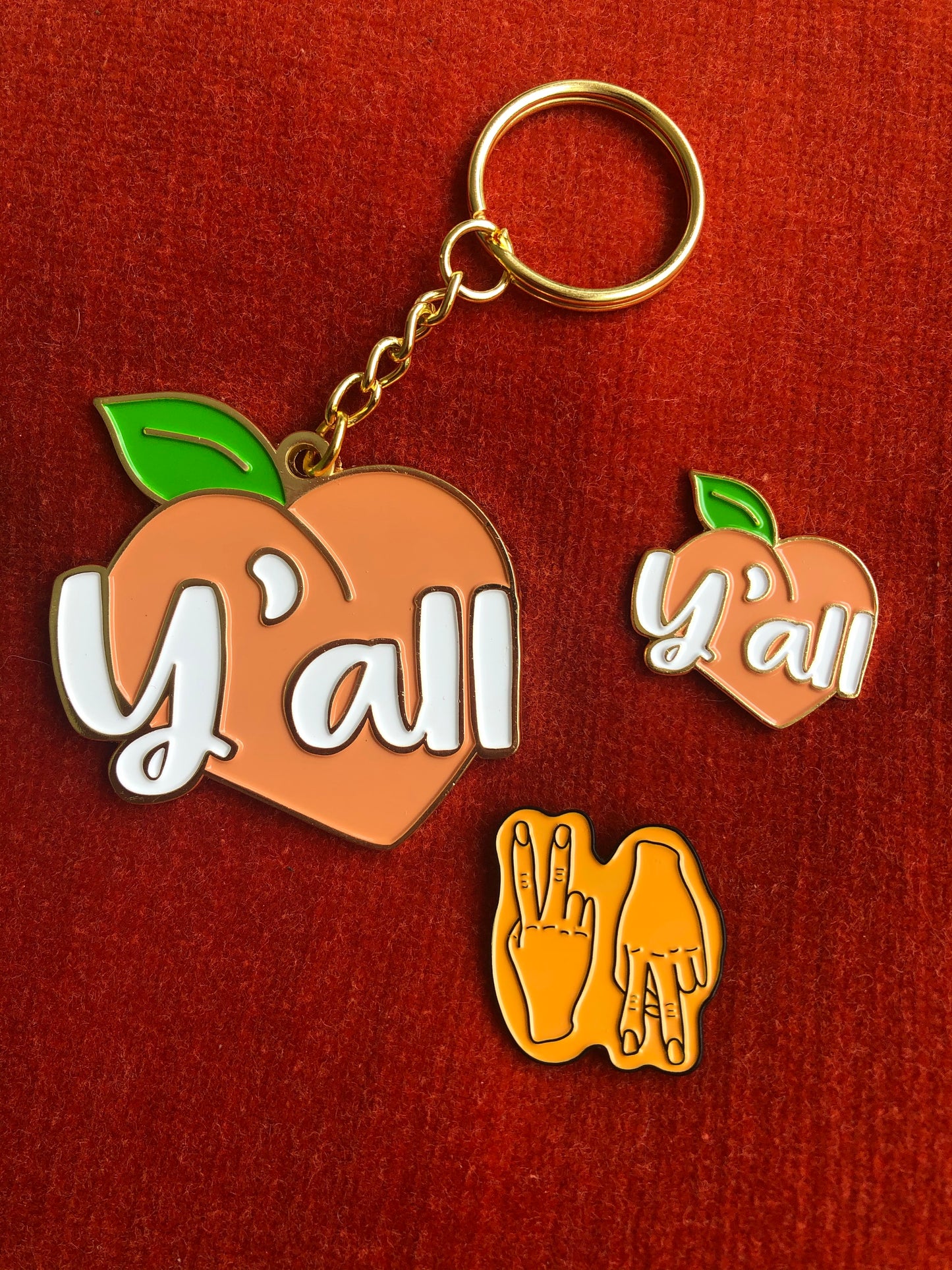 Y’all Peach Keychain