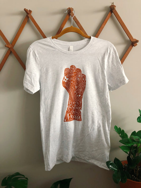 From Justice Grows Peace Ash Grey T-shirt
